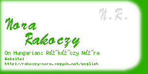 nora rakoczy business card